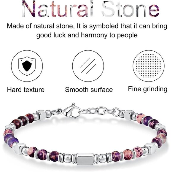 Lilac Boho Beaded Bracelets for Women Trendy Jewelry Gifts for Lover, Mom - Picture 4 of 7